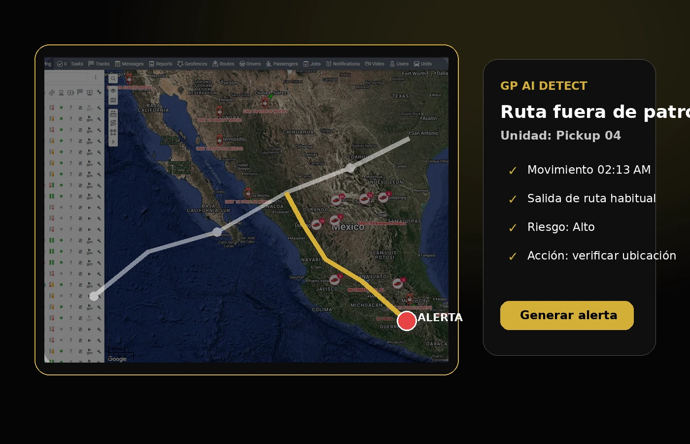 GP AI Detect detecta rutas fuera de patrón